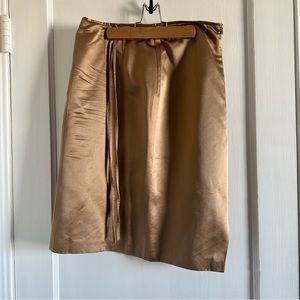 Blumarine silk skirt with wrap around ribbon bow tie sz M